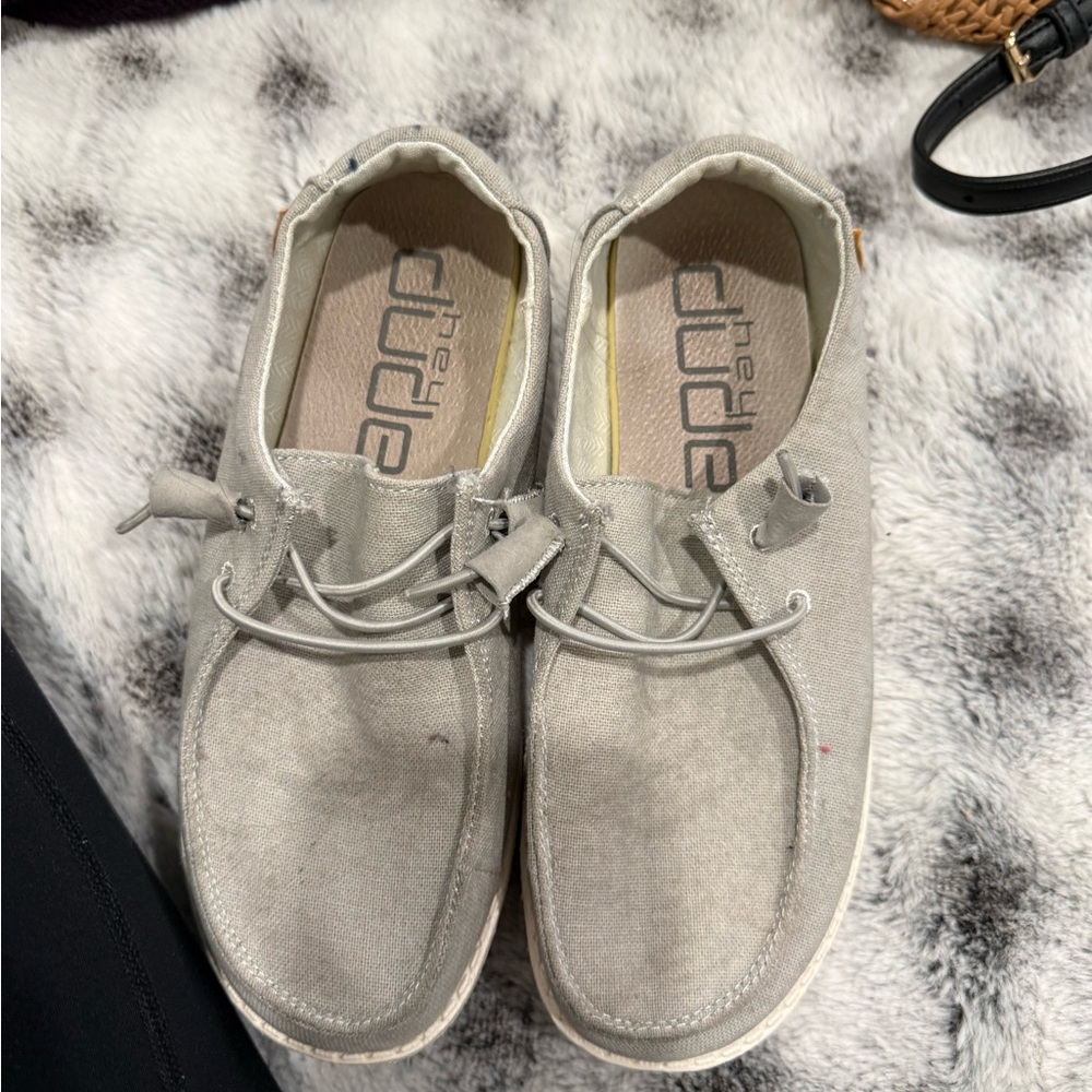 Hey Dude Women's Light Gray Slip-On Loafers